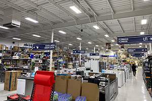 Interior shot of Rona taken from the front of the store looking back.